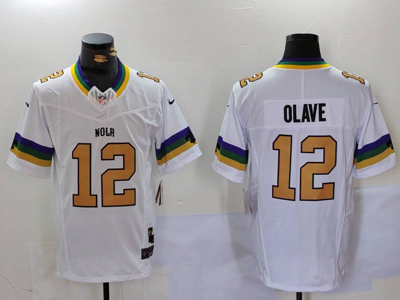 Men New Orleans Saints #12 Olave White three generations 2024 Nike Vapor Limited NFL Jersey style 1